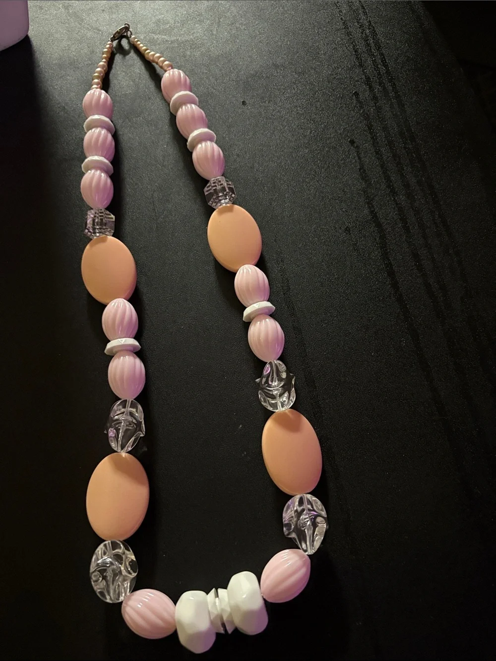 Pink and Peach Beaded Statement Necklace - Women Jewelry
